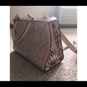 Coach Beige Snake Skin Tote Bag